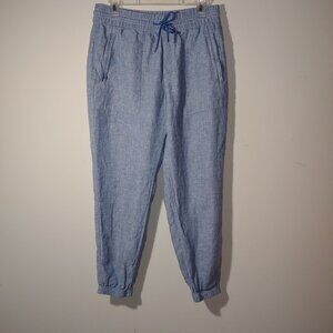 Athleta Retreat 100% Linen Jogger Pants Chambray Blue Size 6